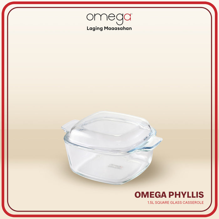 Omega Houseware Phyllis Square Glass Casserole