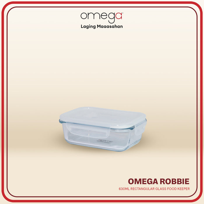 Omega Houseware Robbie Rectangular Glass Food Keeper Airtight Storage in Gift Box 400ml/630ml/1040ml