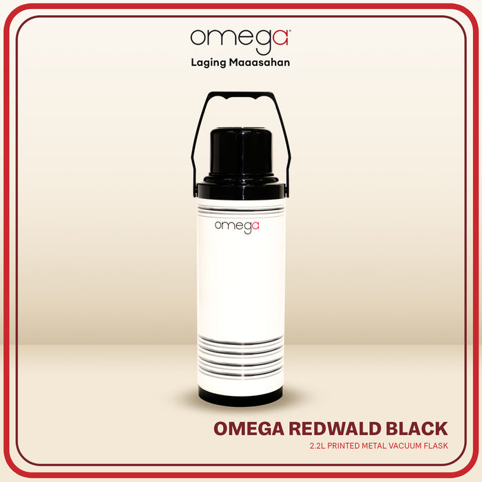 Omega Houseware Redwald 2.2L Metal Vacuum Flask I 12hr Heat Retention Thermal Thermo
