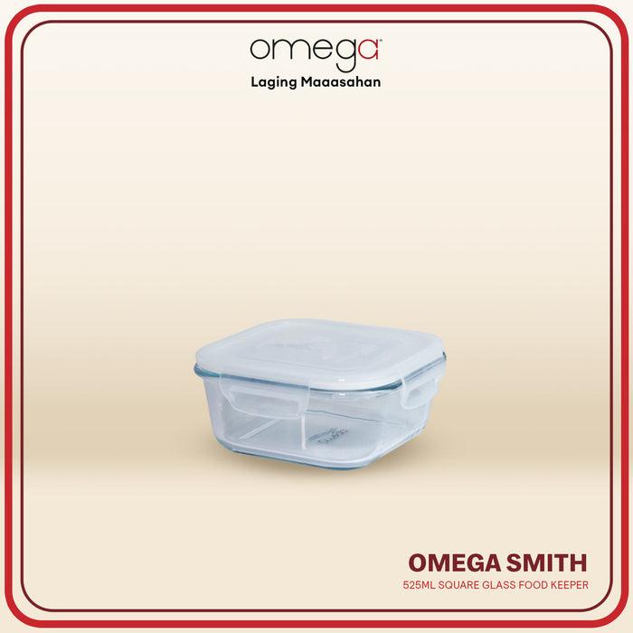 Omega Houseware Smith Square Glass Food Keeper Airtight Storage in Gift Box 310ml / 525ml / 800ml