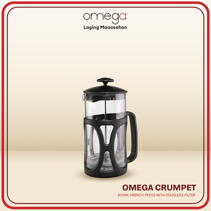 Omega Houseware Crumpet French Press Coffee & Tea Maker Glass Brewer  600ML/800ML/1000ML