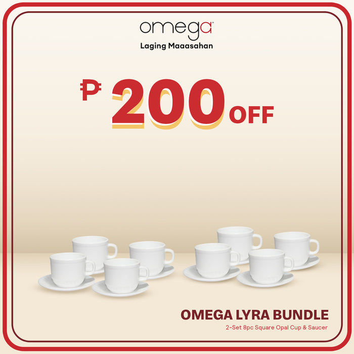 Omega Houseware Lyra 2 sets of Round Opal Cup and Saucer Set L Microwave & Dishwasher Safe