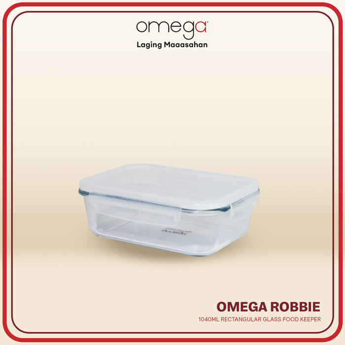 Omega Houseware Robbie Rectangular Glass Food Keeper Airtight Storage in Gift Box 400ml/630ml/1040ml