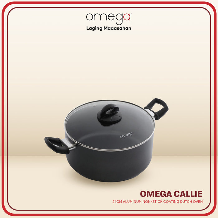 Omega Houseware Callie Aluminum Non-Stick Coat Sauce Pot Casserole with Lid & Steam Vent I Induction