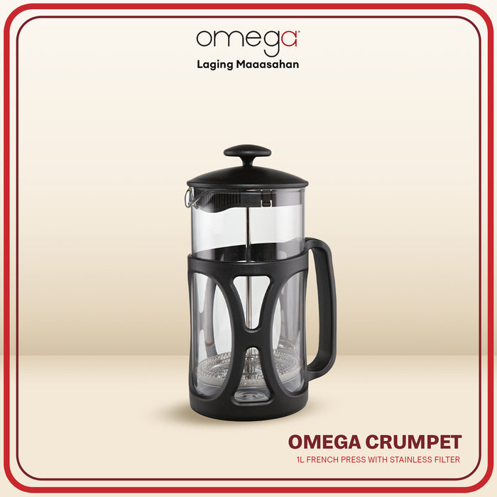 Omega Houseware Crumpet French Press Coffee & Tea Maker Glass Brewer  600ML/800ML/1000ML