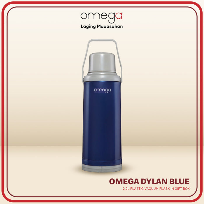 Omega Houseware Dylan 2.2L Plastic Vacuum Flask I 12hr Heat Retention Thermal Thermo