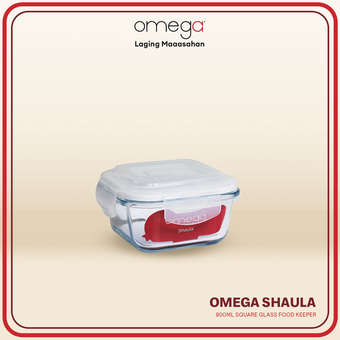 Omega Houseware Shaula Square Glass Food Keeper Airtight Storage and Leakproof Lid