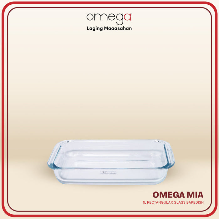 Omega Houseware Mia Rectangular Glass Bakedish in Gift Box 1L / 1.6L / 2.2L