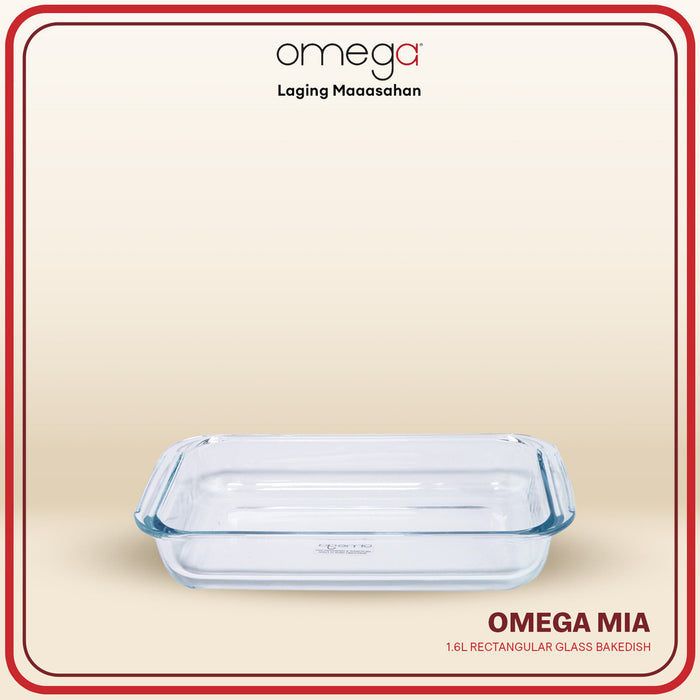 Omega Houseware Mia Rectangular Glass Bakedish in Gift Box 1L / 1.6L / 2.2L