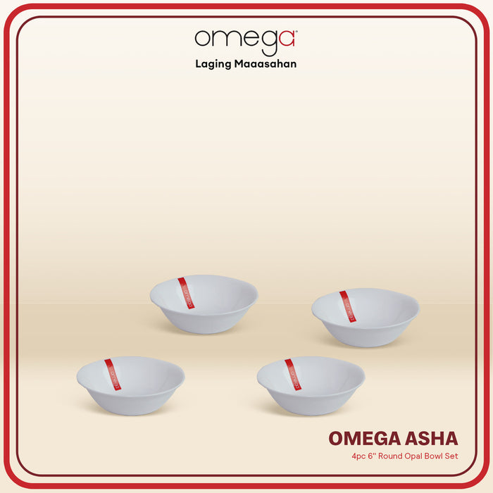 Omega Houseware Asha Round Opal Dinner Plate / Bowl Set Microwave Safe with Gift Box 10"/8"/6.5"