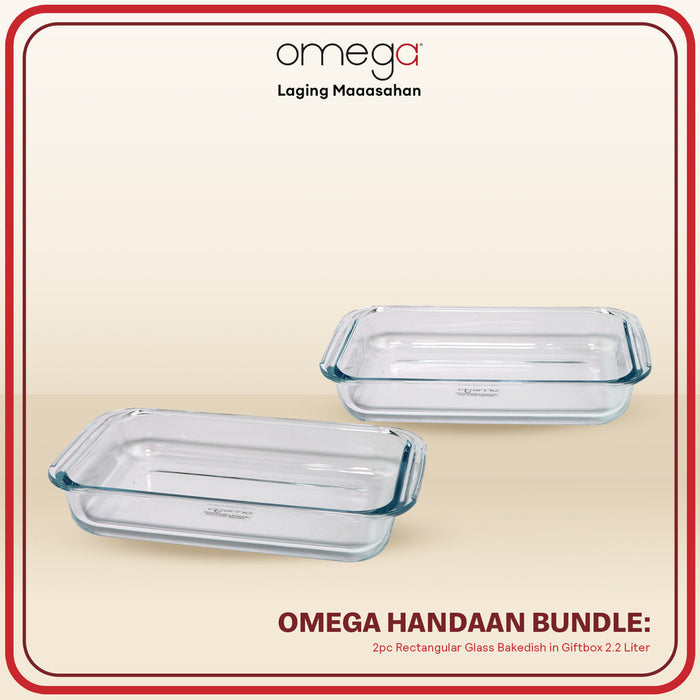 Omega Houseware Handaan Bundle: Mia Rectangular Glass Bakedish 2pc Set 1L / 1.6L / 2.2L