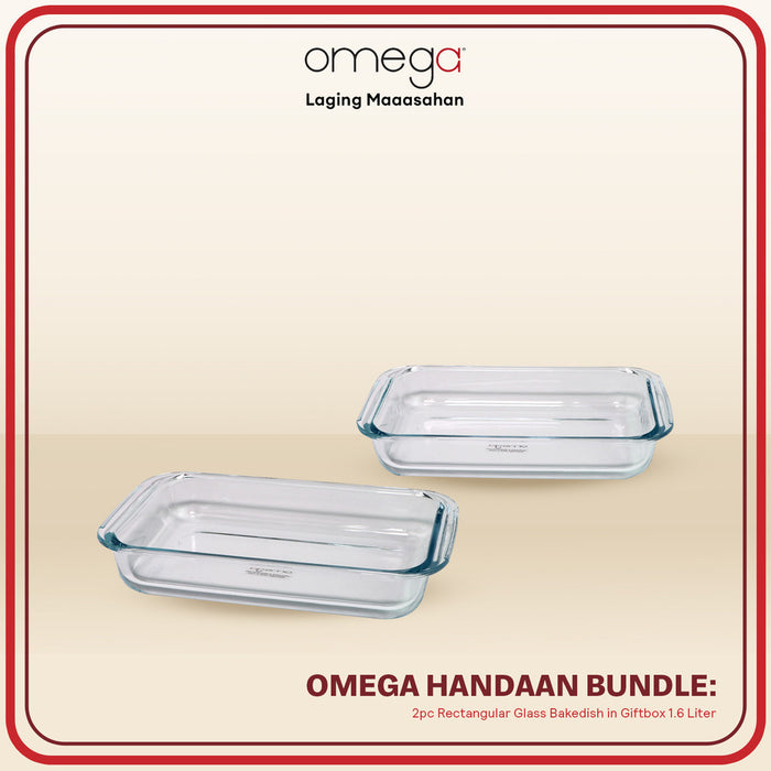 Omega Houseware Handaan Bundle: Mia Rectangular Glass Bakedish 2pc Set 1L / 1.6L / 2.2L