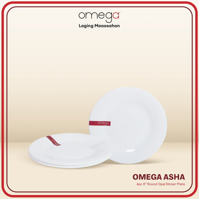 Omega Houseware Asha Round Opal Dinner Plate / Bowl Set Microwave Safe with Gift Box 10"/8"/6.5"