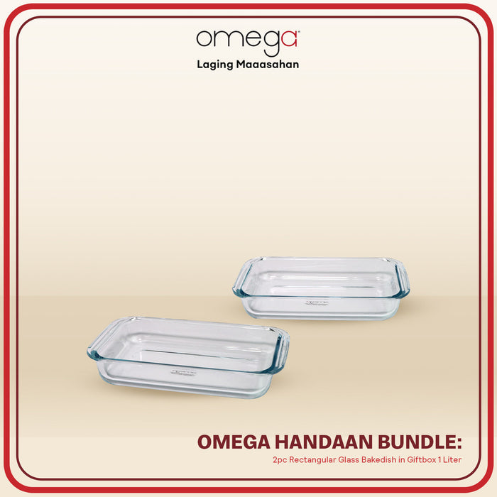 Omega Houseware Handaan Bundle: Mia Rectangular Glass Bakedish 2pc Set 1L / 1.6L / 2.2L