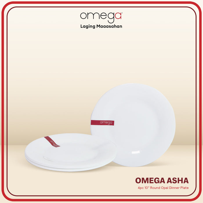 Omega Houseware Asha Round Opal Dinner Plate / Bowl Set Microwave Safe with Gift Box 10"/8"/6.5"