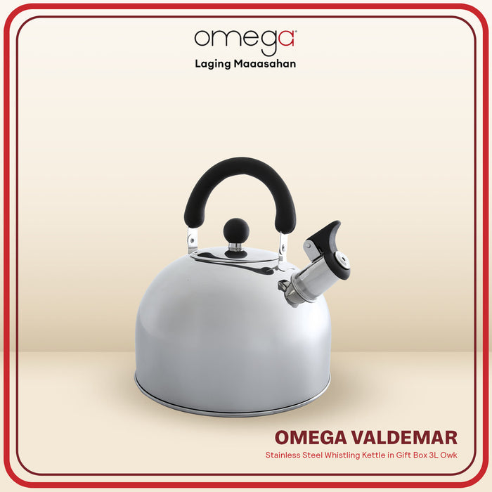 Omega Houseware Valdemar Stainless Steel Whistling Kettle Induction Ready 2.5L/3L/4L/5L