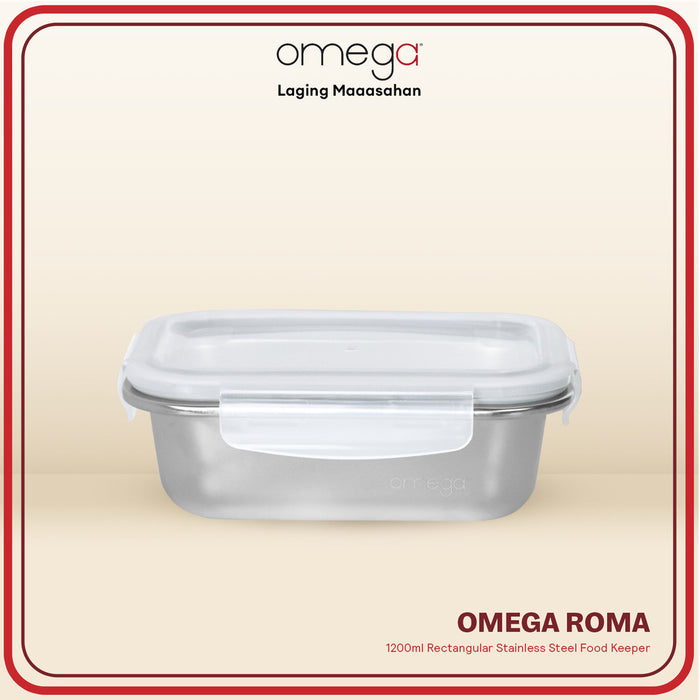 Omega Houseware Roma Stainless Steel Rectangular Food Keeper in Gift Box 420ml/700ml/1200ml