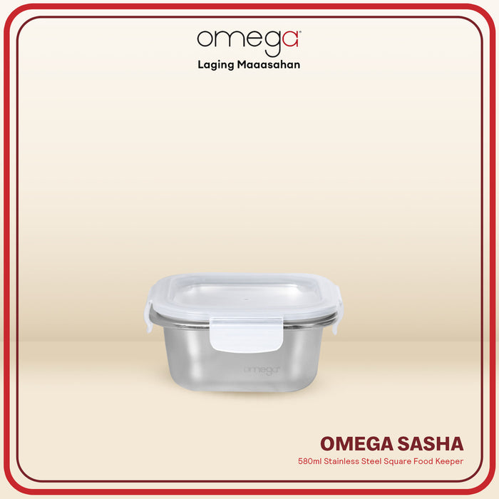 Omega Houseware Sasha Stainless Steel Square Food Keeper in Gift Box 420ml/580ml/900ml