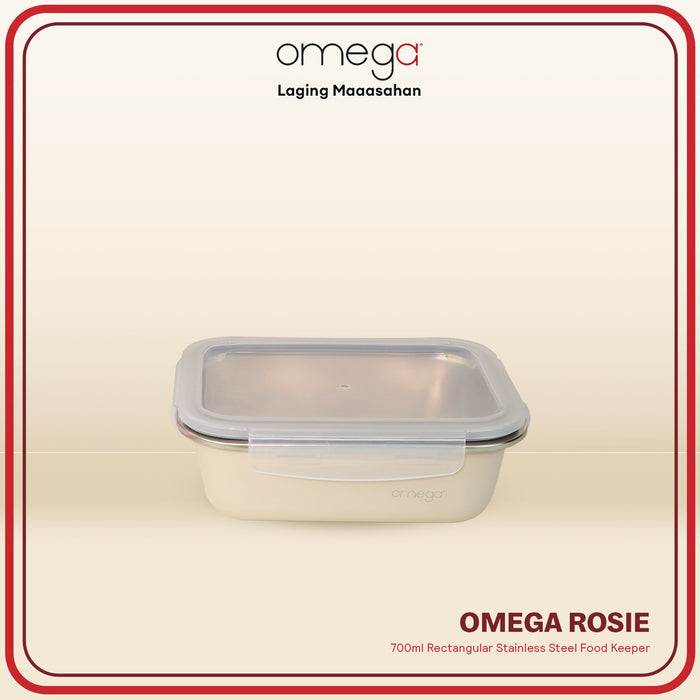 Omega Houseware Rosie Stainless Steel Rectangular Food Keeper Powder Coated in Gift Box 420ml/700ml/