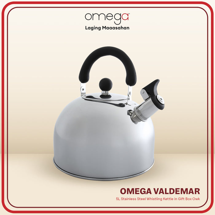 Omega Houseware Valdemar Stainless Steel Whistling Kettle Induction Ready 2.5L/3L/4L/5L