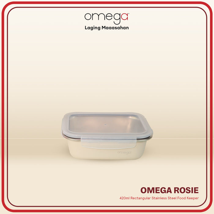 Omega Houseware Rosie Stainless Steel Rectangular Food Keeper Powder Coated in Gift Box 420ml/700ml/