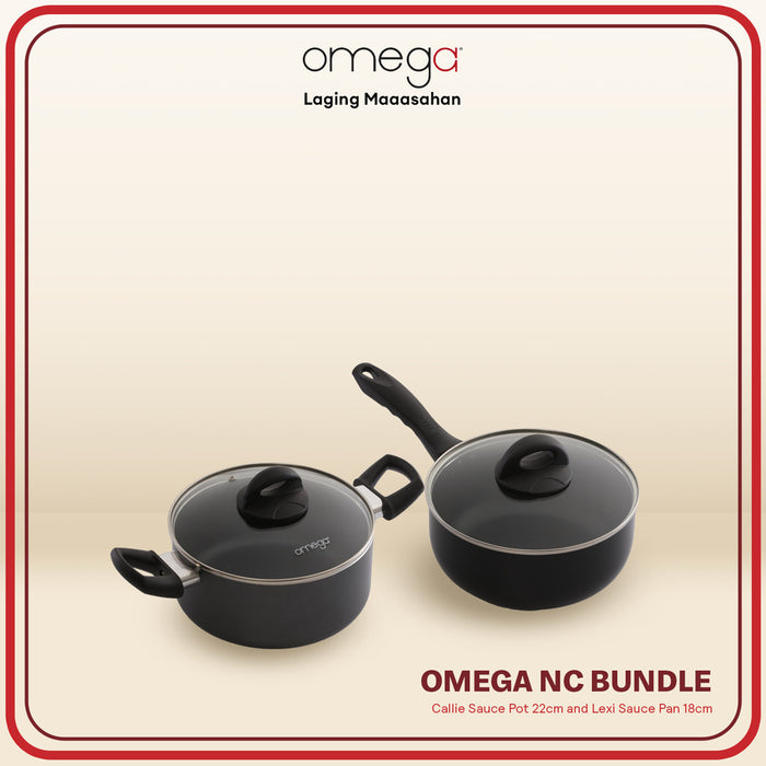 Omega Houseware Aluminum Non Stick Cookware Set: Callie 22cm Sauce Pot & Lexi 18cm Sauce Pan
