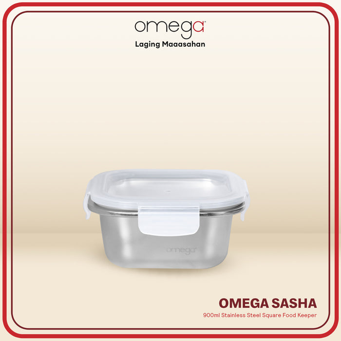 Omega Houseware Sasha Stainless Steel Square Food Keeper in Gift Box 420ml/580ml/900ml