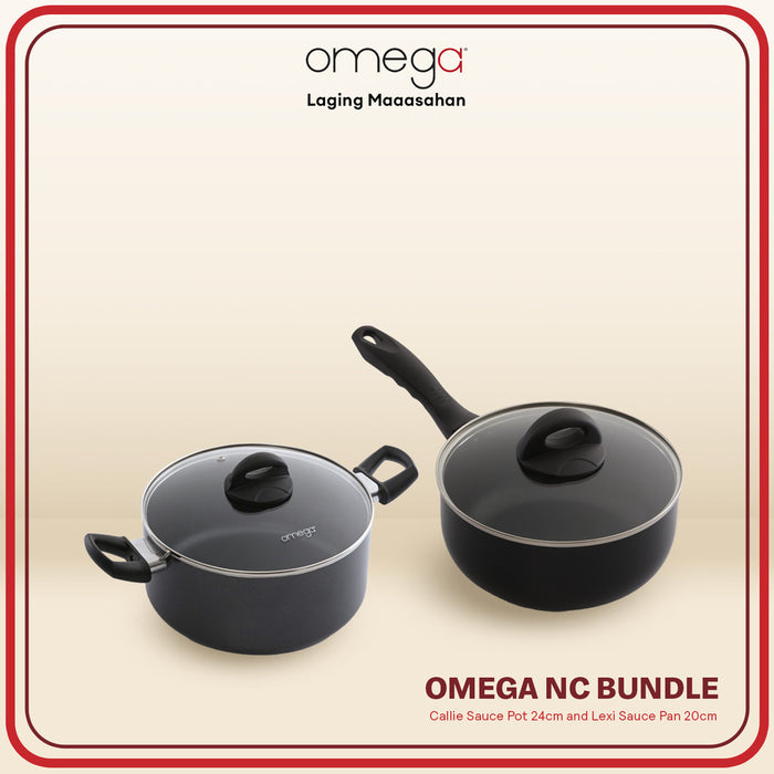 Omega Houseware Aluminum Non Stick Cookware Set: Callie 24cm Sauce Pot & Lexi 20cm Sauce Pan