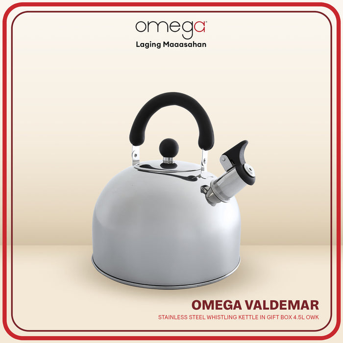 Omega Houseware Valdemar Stainless Steel Whistling Kettle Induction Ready 2.5L/3L/4L/5L