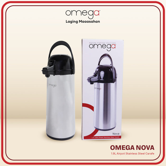 Omega Houseware Nova Air Pot Stainless Steel Carafe in Giftbox 1.9L / 2.5L