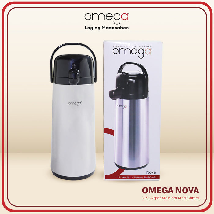 Omega Houseware Nova Air Pot Stainless Steel Carafe in Giftbox 1.9L / 2.5L