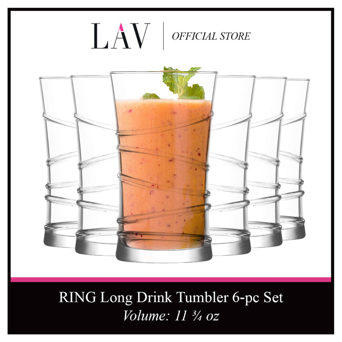 LAV Ring 6 Pieces Long Drink Tumbler Set (11 3/4 oz)