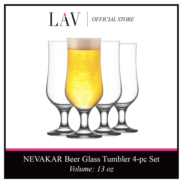 LAV Nevakar 4 Pieces Beer Glass Tumbler (13 oz)