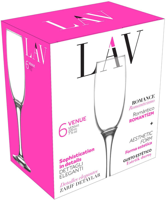 LAV Venue 6 Pieces Champagne Flute Stemware (7 1/2 oz)
