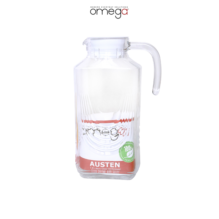 Austen 1.8L Clear Embossed Glass Pitcher with Cover