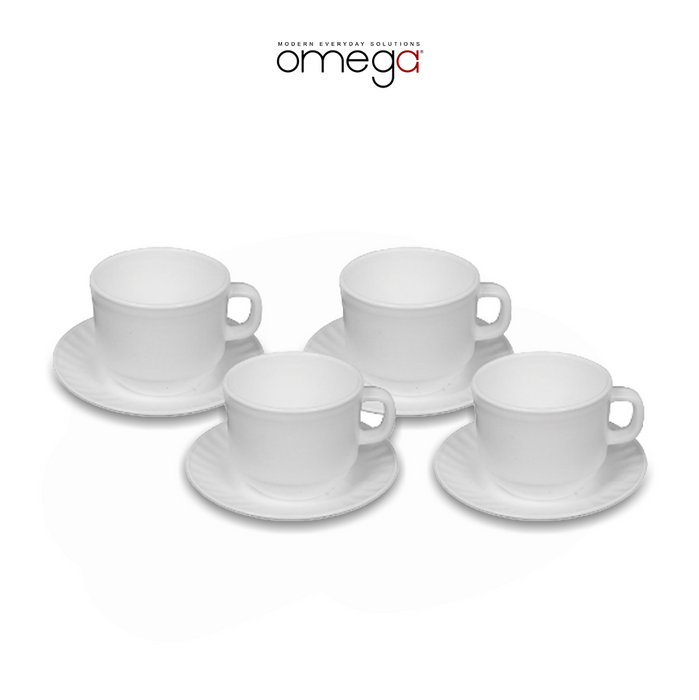 Lyra 8pc Opal Cups and Saucers Set